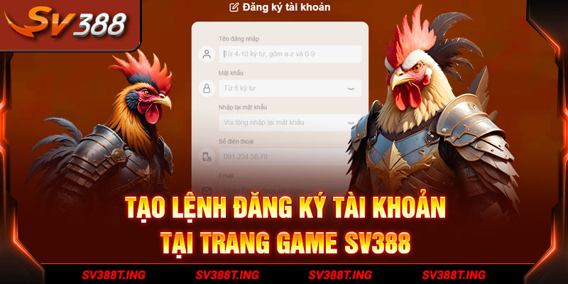 Tạo lệnh đăng ký tài khoản tại trang game SV388